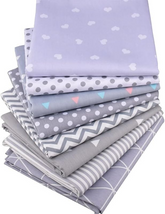 CraftsFabrics Lot de 8 paquets de gros quarts de tissu géométriques gris 100 % coton Idéal pour le quilting, la couture, les loisirs créatifs et les projets de bricolage